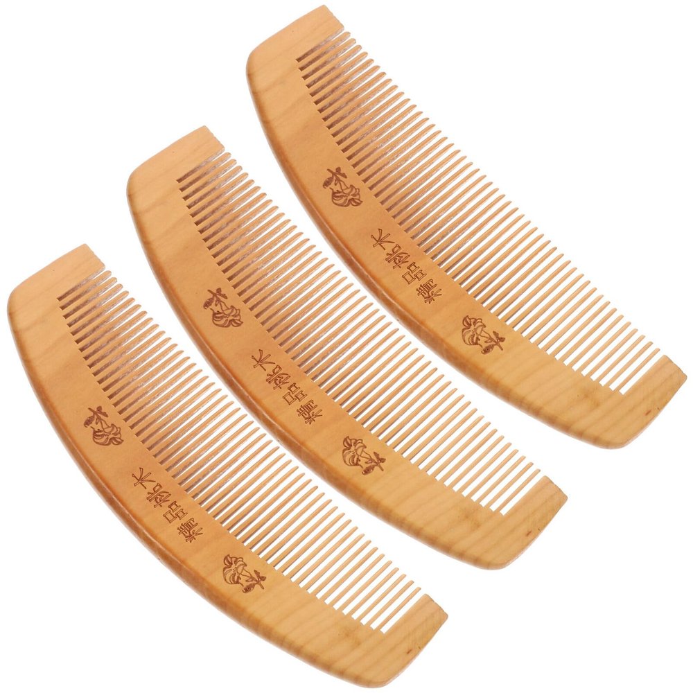 3pcs Wood Comb Exquisite Comb Hair Combs Dense Toothed Comb Hairdressing Comb Hair Detangling Combs No Static Comb Wide Tooth Comb Wood Hair Comb Hotel Comb Comb Large Wooden
