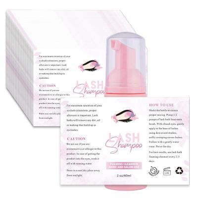 50PCS Lash Shampoo Label Stickers for Bottle, Lash Extension Stickers for Foam Pump Bottle Lash Bath Wash Label Personalised Stickers (E)