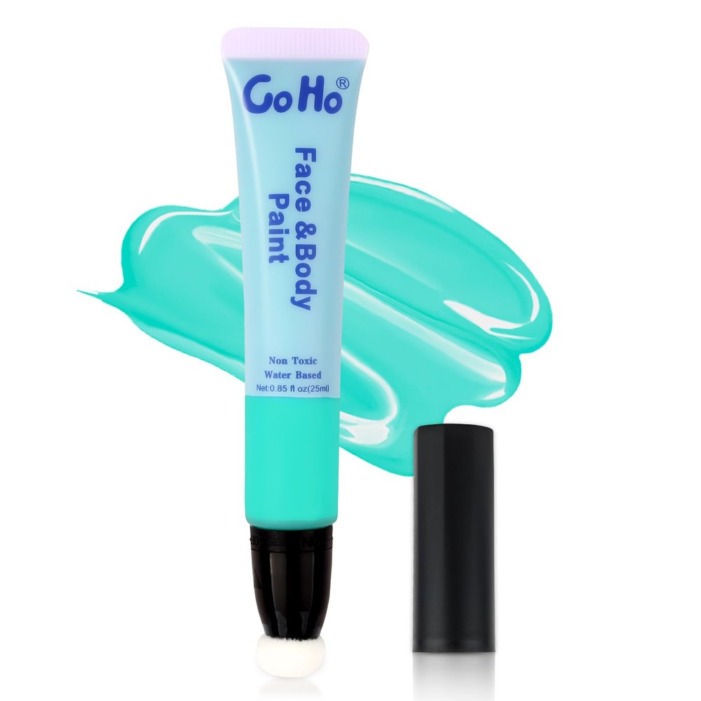 Go Ho Teal Face Paint Stick,Water Based Cream Teal Face Body Paint Washable,Smooth Face Painting Kit for Kids and Adults,Halloween Costumes Cosplay SFX Makeup