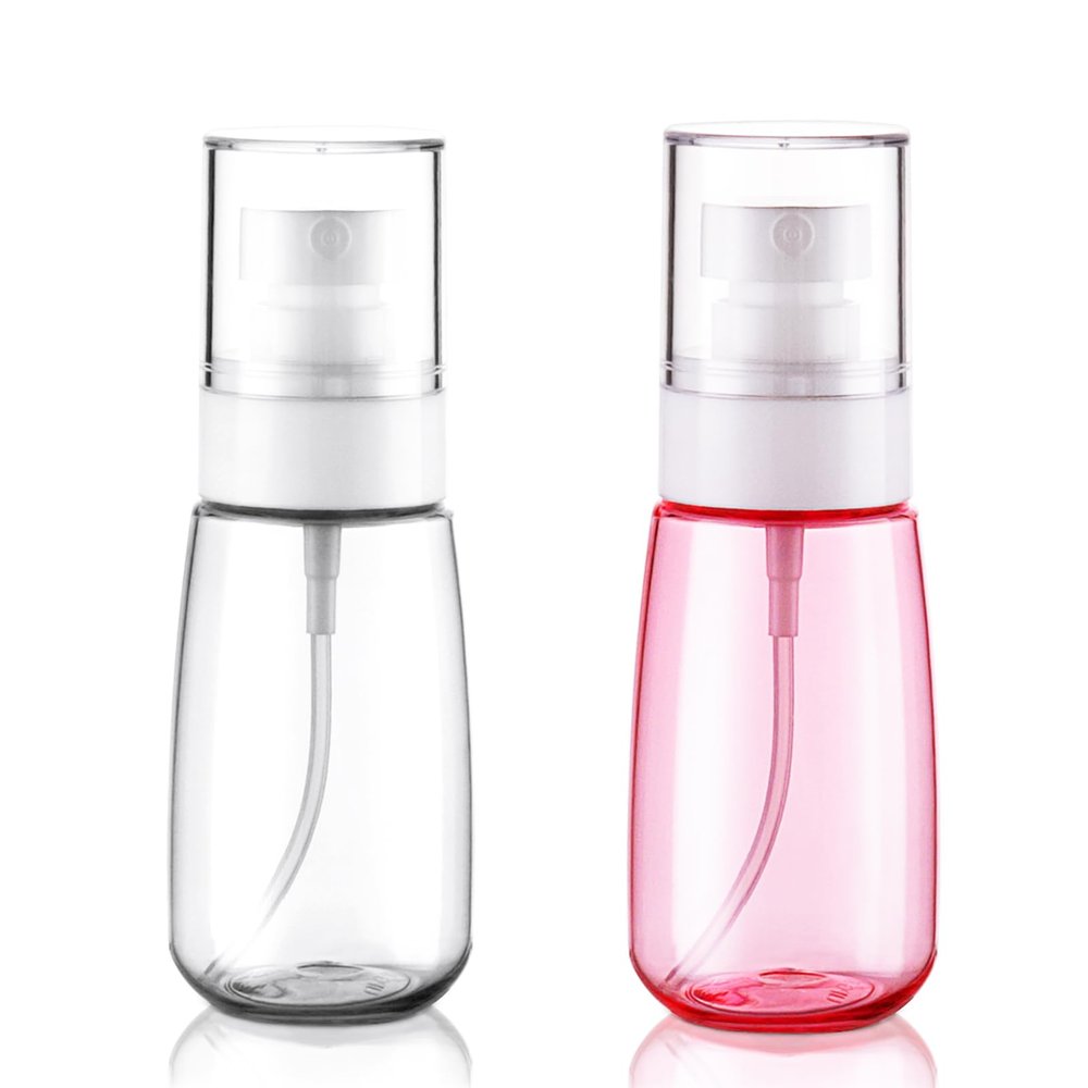 2 Pack Fine Mist Spray Bottles TSA Approved 2oz Travel Size Refillable Cosmetic Leak Proof Spray Bottle for Hair Perfumes Skincare Water Face Sprayer