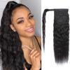 100% Real Human Hair Ponytail Wrap Around Hair Extensions Water Wave, Magic Paste Natural Wavy Deep Curly Ponytail for Black Women (18 Inch) view 1