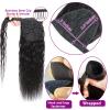 100% Real Human Hair Ponytail Wrap Around Hair Extensions Water Wave, Magic Paste Natural Wavy Deep Curly Ponytail for Black Women (18 Inch) view 2