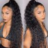 100% Real Human Hair Ponytail Wrap Around Hair Extensions Water Wave, Magic Paste Natural Wavy Deep Curly Ponytail for Black Women (18 Inch) view 4