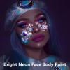 Go Ho UV Blacklight Neon White Face Body Paint,Water Based Bright Color Neon Fluorescent Body Paint with Cushion Applicator,Glow In The Dark Under UV Lighting Party Halloween Makeup Washable view 3
