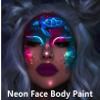 Go Ho UV Blacklight Neon Blue Face Body Paint,Water Based Bright Color Neon Fluorescent Body Paint with Cushion Applicator,Glow In The Dark Under UV Light Party Halloween Makeup Washable view 3