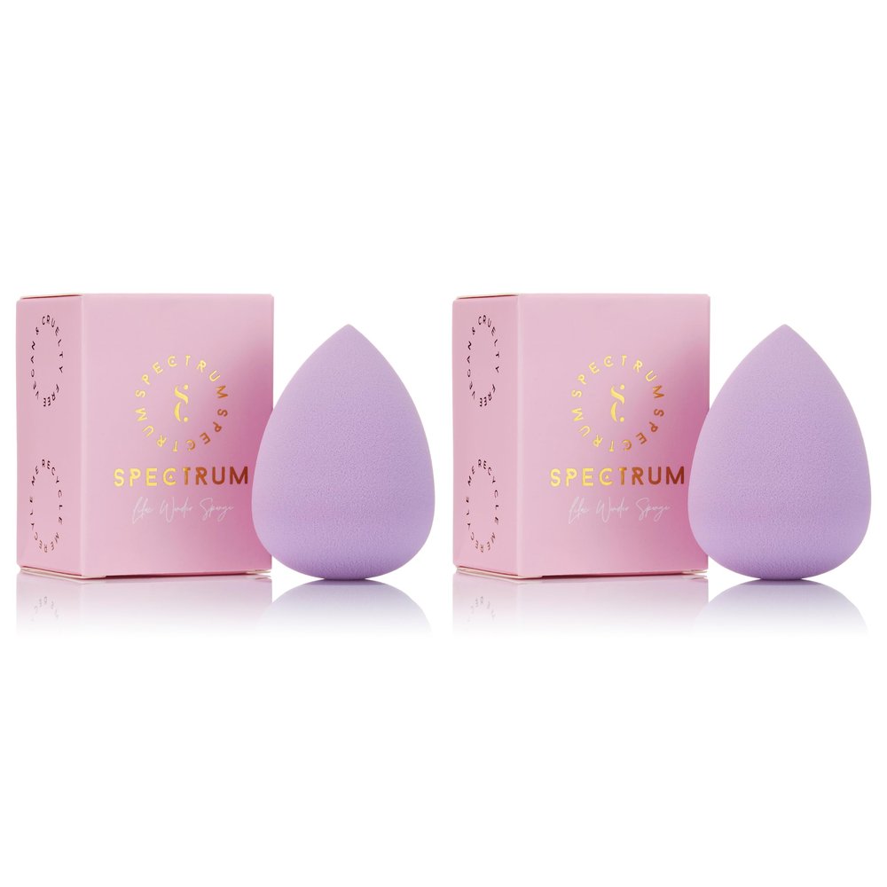 Spectrum Collections Wonder Makeup Sponge, Beauty Blending Sponge for Under Eye Concealer and Foundation, Latex Free Makeup Blending Sponge for a Flawless Base, Lilac Duo Pack