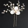 4pcs White Pearl Zircon Flower Hair Comb Hairpin Elegant Bride Bridesmaid Headwear Vintage Hair Pins Hair Sticks Hanfu Handmade Crafts view 2