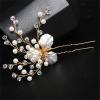 4pcs White Pearl Zircon Flower Hair Comb Hairpin Elegant Bride Bridesmaid Headwear Vintage Hair Pins Hair Sticks Hanfu Handmade Crafts view 4