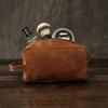 Toiletry Bag for Men or Women, Full Grain Leather Handcrafted Dopp Kit, Vintage Travel Leather Toiletry Travel Pouch, Large Cosmetic Bathroom Travel Shaving Bag, Fully Lined with Cotton Fabric view 4