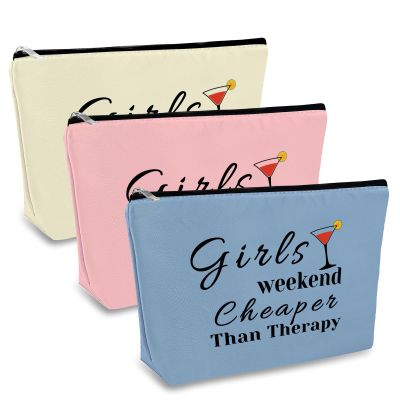 3 Pcs Girls Weekend Gifts Travel Makeup Bag Girls Trip Gifts for Best Friends Bestie Travel Cosmetic Bags Friendship Gift Christmas Birthday Graduation Gift for Teens Girl Blue + Pink + Beige