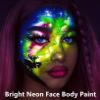 Go Ho UV Blacklight Neon Green Face Body Paint,Water Based Bright Color Neon Fluorescent Body Paint with Cushion Applicator,Glow In The Dark Under UV Lighting Party Neon Green Makeup Washable view 3