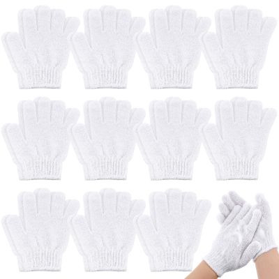 Ramede 30 Pair Exfoliating Glove Double Sided Exfoliating Bath Gloves Pack Nylon Colorful Shower for Men Women Beauty Spa Massage Shower Deep Clean Body Skin Bathing Scrubber Disposable(White)