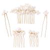 5PCS Pearl Hair Comb Set - Gold U-Shape Side Comb, Vintage Hair Clips, and Headpiece Accessories for Brides view 1