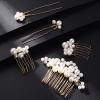 5PCS Pearl Hair Comb Set - Gold U-Shape Side Comb, Vintage Hair Clips, and Headpiece Accessories for Brides view 3