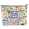WZMPA Hawaii Vacation Travel Bag - I Don't Need Therapy I Just Need To Go Hawaii Makeup Zipper Pouch - Hawaiian Gifts Trip Merchandise view 1