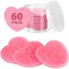60-Count Compressed Facial Sponges With Container, Heart Shape Face Sponge, 100% Natural Pads for Cleansing, Massage, Pore Exfoliating Mask, Makeup Removal (Pink) view 1