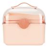 Wisecoco Storage Box, Large Capacity Dustproof Portable Sealed Handled Transparent Layer Organizer Box for Home, School, Office(Pink) view 1