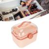 Wisecoco Storage Box, Large Capacity Dustproof Portable Sealed Handled Transparent Layer Organizer Box for Home, School, Office(Pink) view 3