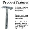 GENTS Long Handle Classic Double Edge Safety Razor - Butterfly Open Razor 10 Stainless Steel Double Edge Blade Refills - Close, Clean Shaving Razor for Men view 2