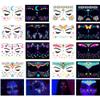 Neon Face Tattoos Glow in The Dark Temporary Tattoos,UV Blacklight Tattoos Stickers Body Face Flowers Butterfly Tattoo for Glow Party Makeup Supplies Favors view 1