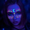 Neon Face Tattoos Glow in The Dark Temporary Tattoos,UV Blacklight Tattoos Stickers Body Face Flowers Butterfly Tattoo for Glow Party Makeup Supplies Favors view 4