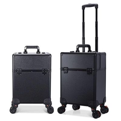 GRRICEPL Travel Makeup Trolley, Makeup Storage Box, Beautician Suitcase, Rolling Cosmetic Case (Color : Black, Size : 34X24X52cm)
