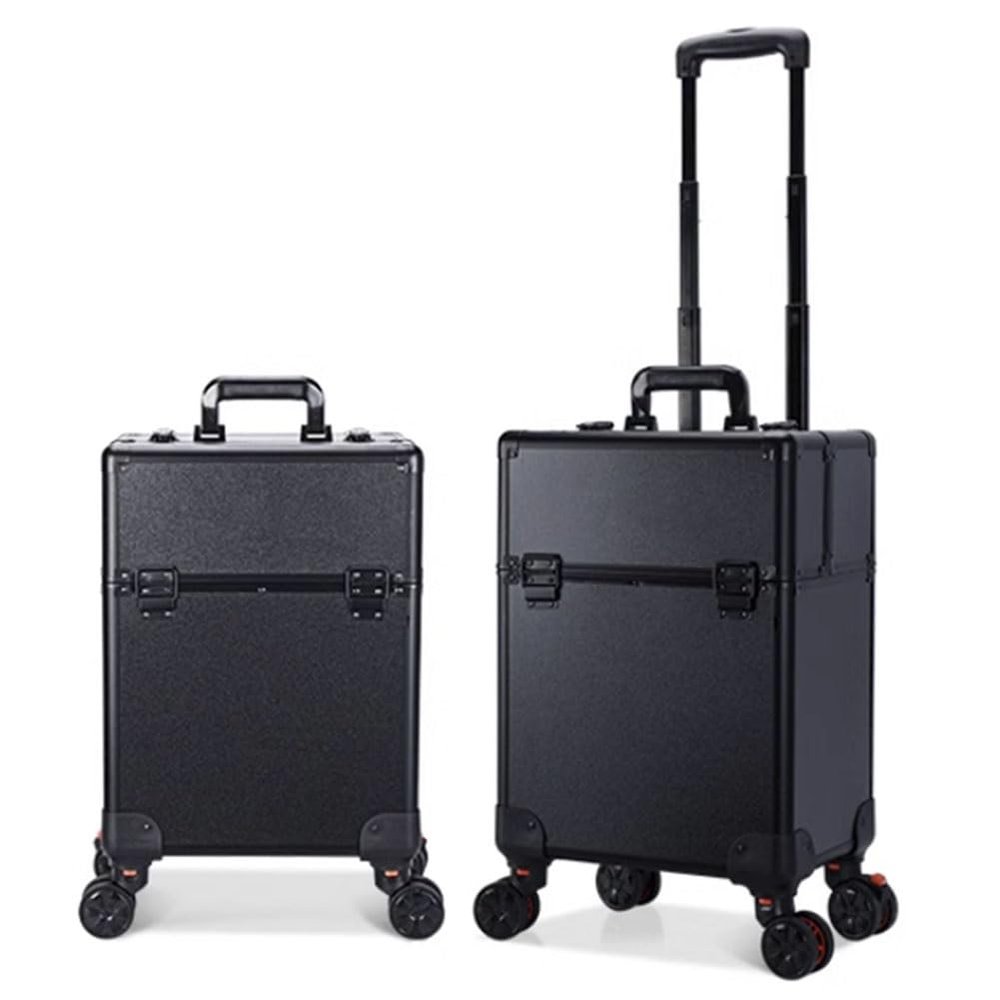 GRRICEPL Travel Makeup Trolley, Makeup Storage Box, Beautician Suitcase, Rolling Cosmetic Case (Color : Black, Size : 34X24X52cm)