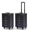GRRICEPL Travel Makeup Trolley, Beauty Manicurist Trolley Cosmetic Case, Nail Art Embroidery Trolley Box, Aluminum Roller Barber Toolbox (Color : Black-A, Size : 36x23x57cm) view 1