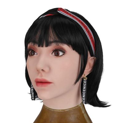 BINOT Kathy Female Fake Face Realistic Silicone Fake Head for Crossdresser, Halloween Decoration, Parties, Fall Festival Beauty's face Shape,Tan,no Makeup