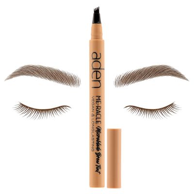 aden Microblading Eyebrow Pen - Waterproof eyebrow pencils for women -Long-Lasting Brown eyebrow pencil -Triple Stroke Tip- Microblading Tint for Natural Looking Brows - eye brow pencil Made in Italy
