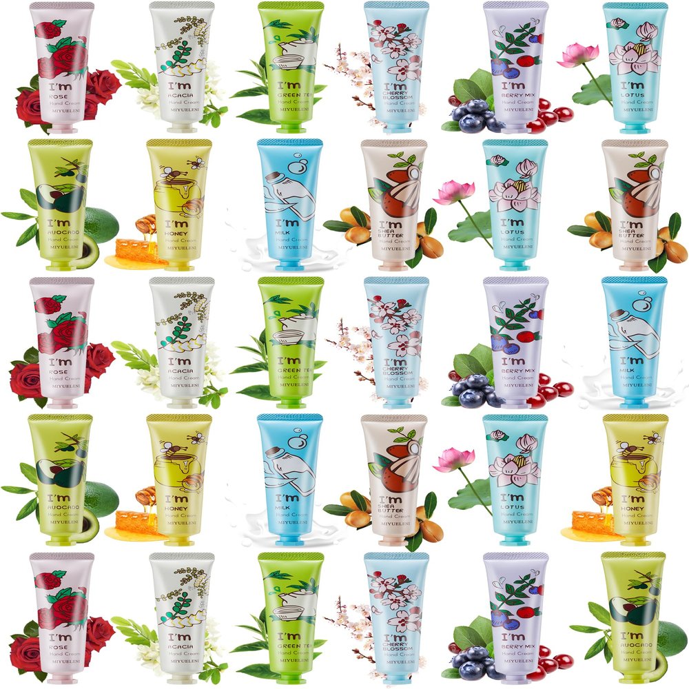 Blcculi 30 Pack Hand Cream Gift Set,Mini Hand Lotion for Dry Cracked Hands,Travel Size Hand Care Cream Fragrance Hand Lotion,Moisturizing Hand Cream for Women,Mothers Day Gifts, Valentine's Day
