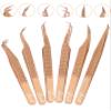 SIVOTE Eyelash Extension Tweezers Fiber Tips, Set of 6, Curved, Dolphin, 90 Degree 45 Degree, Volume Boot & Slight Curved Tweezer, Rose Gold view 1