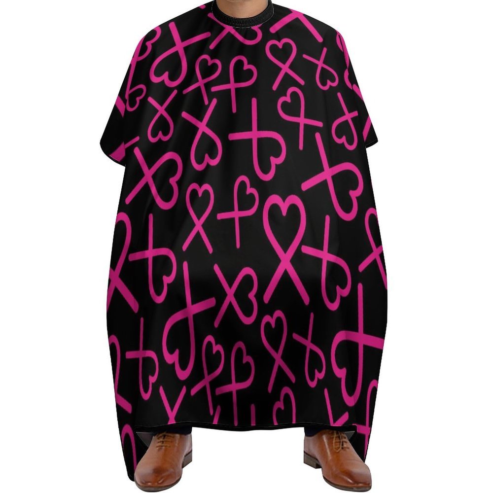 Breast Cancer Love Ribbon Barber Cape Hair Cutting Salon Haircut Capes Professional Hairdresser Apron for Men Women