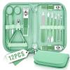 Manicure Pedicure Set, Nail Clipper Set for Men Women, Professional Manicure Kit Pedicure Kit, Nail Care Kit with Green Travel Leather Bag, Set 12 in 1 view 1