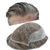 Curve Hair Toupee for Men Human Hair Replacement System Transparent Lace Mens Toupee Hair Piece Unit PU Skin Natural Wigs For Men (7''X9'', #460 Medium Brown+60% Gray) view 1