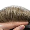 Curve Hair Toupee for Men Human Hair Replacement System Transparent Lace Mens Toupee Lace Front Poly Skin Men Hair Piece Unit Natural Wigs For Men (7''X9'', #1740 Dark Ash Blonde+40% Gray) view 3