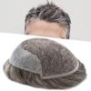 Curve Hair Toupee for Men Human Hair Replacement System Transparent Lace Mens Toupee Natural Lace Front PU Skin Men Hair Piece Unit Natural Wigs For Men (7''X9'', #550 Medium Light Brown+50% Gray) view 1