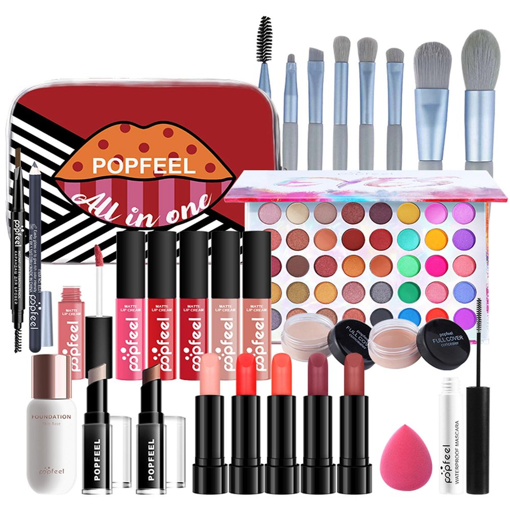 All-in-One Makeup Kit Gift Set, Makeup Kit for Women Full Kit, Makeup Gift Set Include Eyeshadow Palette Lipstick Concealer Blush Mascara Foundation Face Powder, Great Gift Choice(29 PCS)