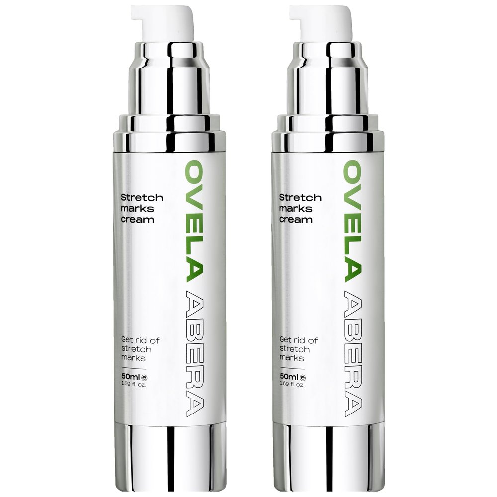 Abera Ovela Maternity Stretch Mark Cream for Pregnancy and Weight Fluctuations, Stretch Mark Treatment Pregnancy Must Haves, Deep Stretch Mark Removal, All Skin Types, 1.69 fl oz, Set of 2