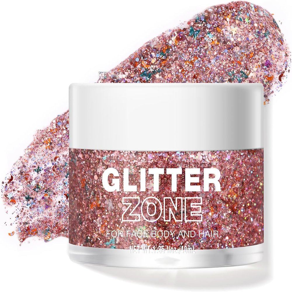 BestLand Body Glitter Gel for Women and Kids  Sparkle Glitter Makeup for Face, Body & Hair  Long Lasting Shimmer Gel for Festival accessories, Rave, Halloween, Party, Mermaid Look (07 Pink Stardust)