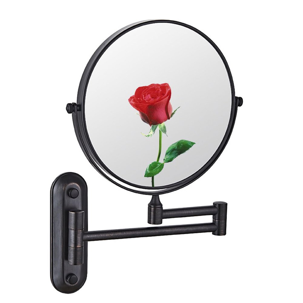 ATYUJKB Makeup Mirror Wall Mounted, Bathroom Shaving Vanity Mirror, 360 Swivel Vanity Mirror, 6 inch Wall Mounted Magnifying Makeup Mirror, Retractable Cosmetic Mirror (Black 5X)