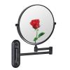 ATYUJKB Makeup Mirror Wall Mounted, Bathroom Shaving Vanity Mirror, 360 Swivel Vanity Mirror, 6 inch Wall Mounted Magnifying Makeup Mirror, Retractable Cosmetic Mirror (Black 5X) view 1