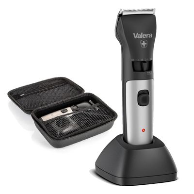 Valera, Swiss Excellence Top, 46mm Durablade Blades, 5 Cutting Levels, 6 Spacing Combs, Cordless or Power Pack Operation, Battery Included, 100-240 V, Black