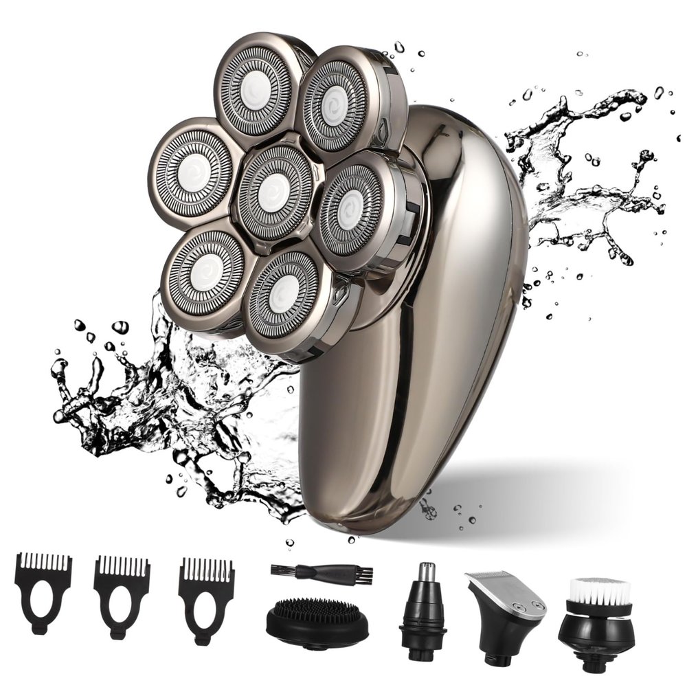 FRCOLOR Electric Shaver for Men Multifunctional Bald Trimmer Beard Hair Removal Machine Cordless Rechargeable Grooming Kit for Cutting Trimming