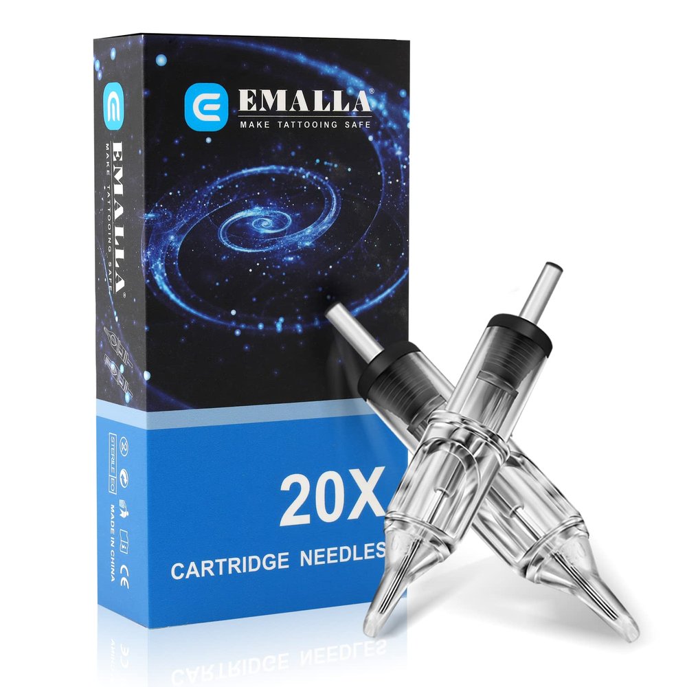 Emalla Tattoo Cartridge Needles - 20Pcs Tattoo Needles 1003RL Round Line Tattoo Needles Disposable Tattoo Machine Needle Standard Cartridge Needles 0.30mm for Tattoo Kit Beginners or Artsists