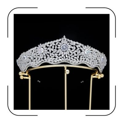 Silver Cubic Zirconia Bride Crown for Women Quinceanera Tiaras Headband Prom Party CZ Sweet 16 Wedding Headpiece Bridal Hair Accessories HB128