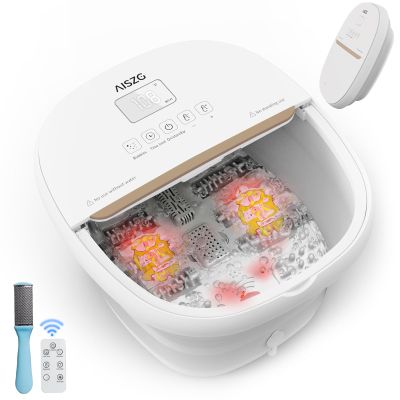 AISZG Collapsible Foot Spa Bath Massager with 6 Massage Rollers,Pedicure Foot Spa with Fast Heat and Massage,Foot Soaking Tub,Birthday Gifts for Women/Men/Mom/Her/Him, White
