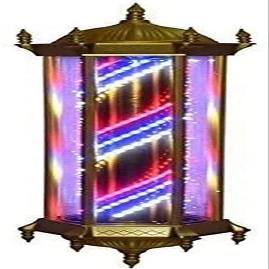 FidemM Light LED Barber Shop Pole Light 37" LED Light with Aluminum Caps Retro Style Illuminating Spinning Sign Red/White/Blue Stripes Wall Lamp