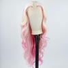 ZHYWIGS Long Wavy Hot Pink White Lace Front Wig Pink Skunk Stripe Platinum Blonde New Synthetic Hair For Women view 2