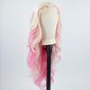 ZHYWIGS Long Wavy Hot Pink White Lace Front Wig Pink Skunk Stripe Platinum Blonde New Synthetic Hair For Women view 3